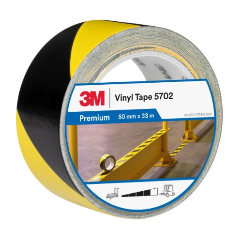 3M Cinta Premium Vinilo F.Seguridad 5702, Am/Neg, 50mm x33m 59 foto del producto Vista Principal L