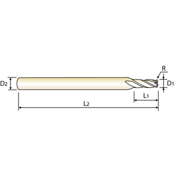 (D.U.)Fresa tórica 4 labios  Corta 4mm x R0,3 foto del producto Vista 2 L