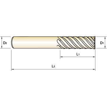 Fresa Z6 - 8 hélice 45° MDI Ejecución larga 12mm x 12mm foto del producto Vista 2 L