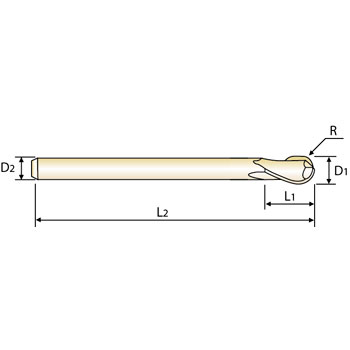 (D.U.)Fresa semi-esférica Z2 MDI Ejecución larga 3,0mm x 6mm foto del producto Vista 2 L