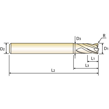 Fresa t&oacute;rica Z4 MDI Ejecuci&oacute;n extra corta 1,0mm x 3mm foto del producto Vista 2 L