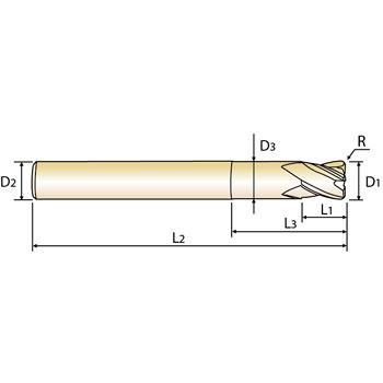 Fresa tórica Z4 MDI Ejecución corta 4,0mm x 12mm x R1,0 foto del producto Vista 2 L