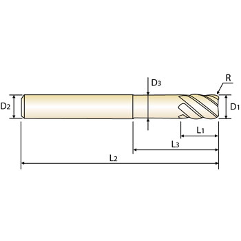 Fresa Z6-8 t&oacute;rica MDI 10mm x 46mm x R1,0 foto del producto Vista 2 L