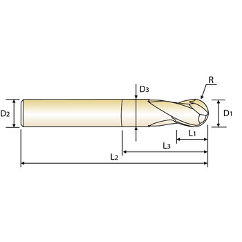 Fresa semi-esf&eacute;rica Z2 MDI 0,1mm x 0,2mm x 40mm foto del producto Vista 2 L