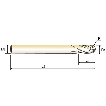 (D.U.)Fresa semi-esférica Z3 MDI Ejec. Larga 8mm foto del producto Vista 2 L