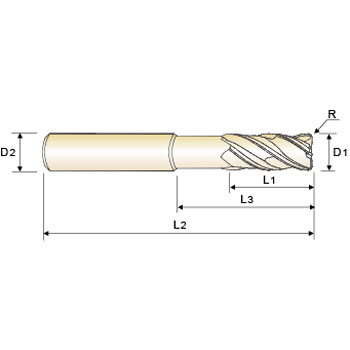 (D.U.)Fresa Z4 Tórica MDI Hélice variable 12,0mm x R0,5 foto del producto Vista 2 L