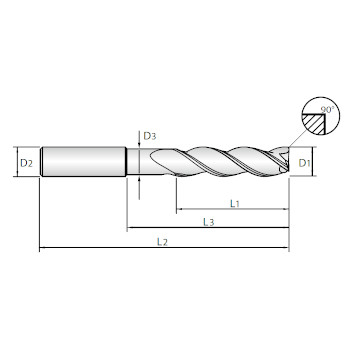 Fresa frontal larga MDI con cuello -Z3- &Oslash;8 mm foto del producto Vista 2 L