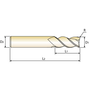 Fresa t&oacute;rica Z3 cuello rebajado MDI 3,0mm x R0,5 foto del producto Vista 2 L