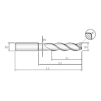 Fresa Tórica larga MDI con cuello -Z3- Ø6xR1,0 foto del producto Vista 2 L