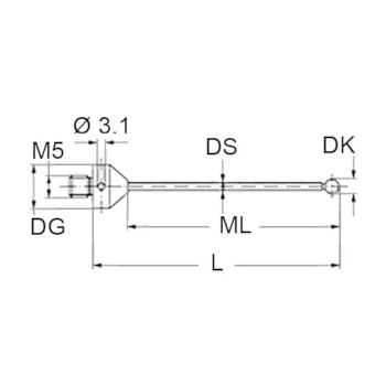 Palpador A-5555-0019, M5 ST D3R L33.5 ML23.5 D11 D foto del producto Vista 3 L