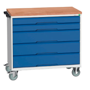 (D.U.) Armario m&oacute;vil 800mm ancho encimera madera 5 cajones foto del producto Vista Principal L