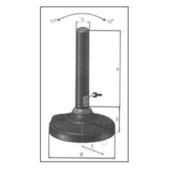 Pie nivelador poliamida/inox con orejeta Ø80 M12x70 foto del producto Vista 2 L