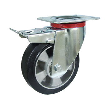 RUEDA DE GOMA NEGRA COJ. BOLAS GIRATORIA  C/RENO DIAM. 100 foto del producto Vista Principal L