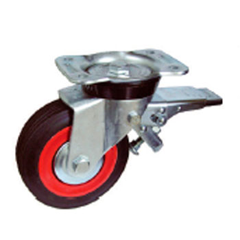 Rueda goma giratoria con freno &Oslash;160mm foto del producto Vista Principal L