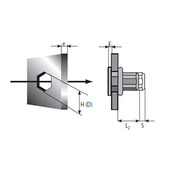 Tuerca remachable c/plana semihex. acero M4X0.5-3 foto del producto Vista 3 L