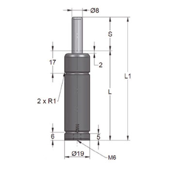 Cilindros a gas AFJ 25 - Ø 19 mm foto del producto